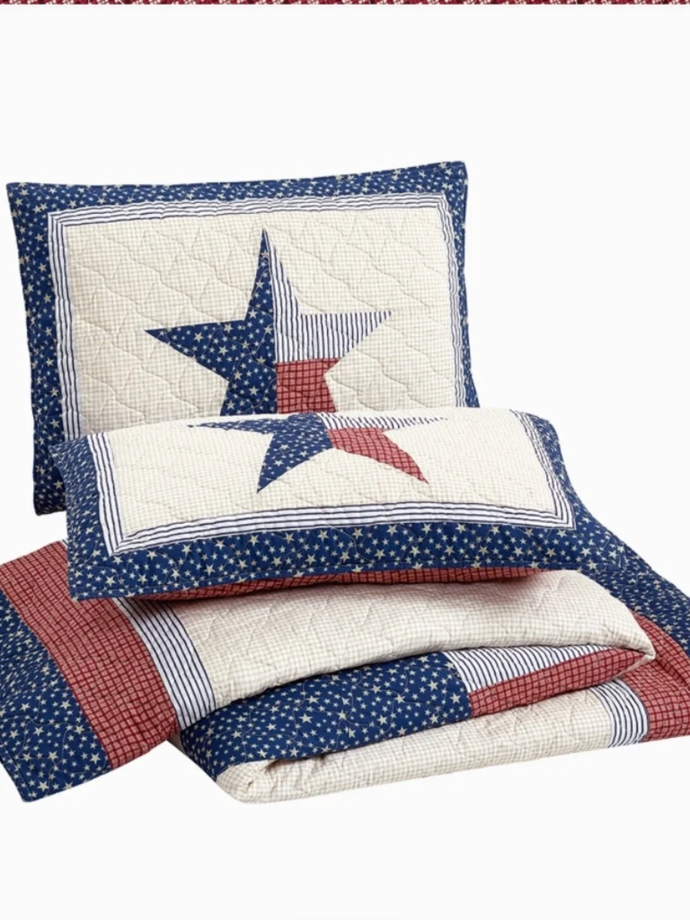 Lone Star Cotton King Quilt Set Texas Americana Bedding